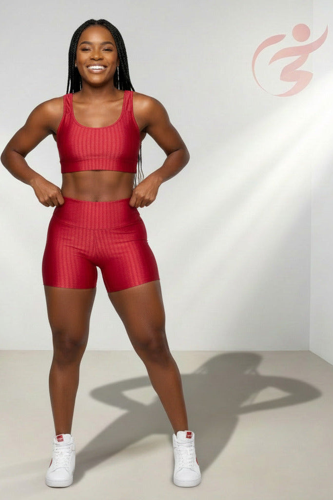 Conjunto Fitness Feminino Shorts e Top em Poliamida