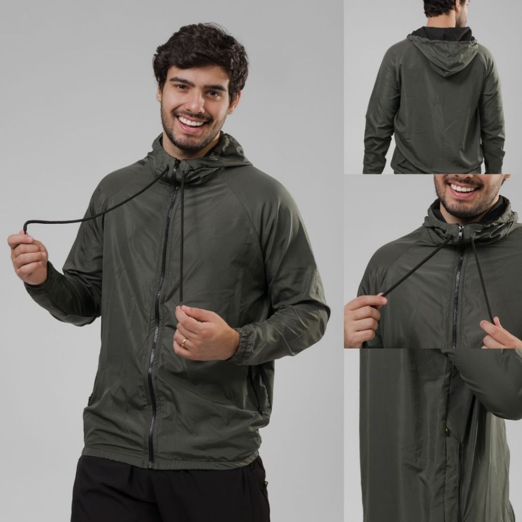 Jaqueta Corta Vento Masculina – Leve, Repelente à Água, FPU50 – Sportswear