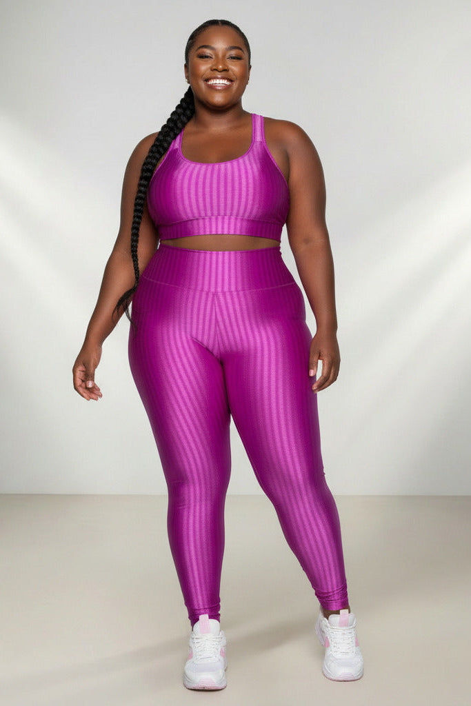 Conjunto Vibra Fitness Legging e Top em Poliamida (Plus Size)