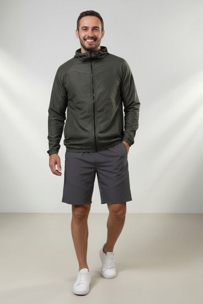 Jaqueta Corta Vento Masculina – Leve, Repelente à Água, FPU50 – Sportswear