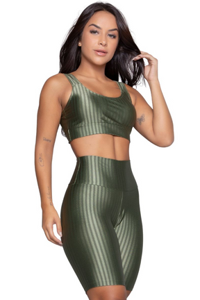 Conjunto Fitness Top Bojo Removível e Bermuda New Zig 3D Compressão