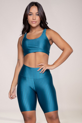 Conjunto Fitness Top Bojo Removível e Bermuda New Zig 3D Compressão