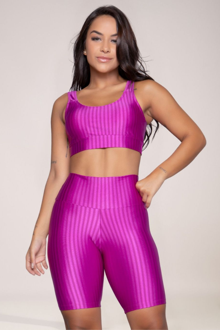 Conjunto Fitness Top Bojo Removível e Bermuda New Zig 3D Compressão