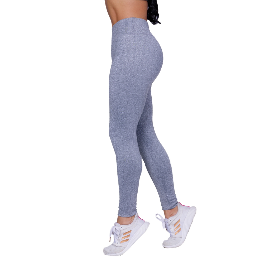 Calça Legging Fitness Poliamida Lisa com Cós Alto