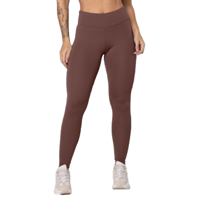 Calça Legging Fitness Poliamida Lisa com Cós Alto