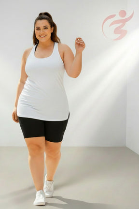Regata Fitness Feminina Plus Size Dry Fit (Tapa Bumbum)