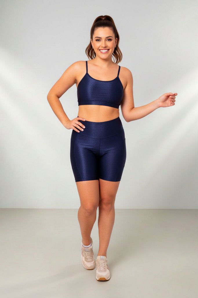 Conjunto Bermuda com Bolso e Top Poliamida Premium Canelado
