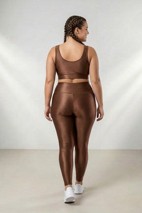 Conjunto Fitness Plus Size Canelado Premium – Top Alça Larga e Legging