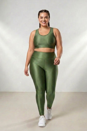 Conjunto Fitness Plus Size Canelado Premium – Top Alça Larga e Legging
