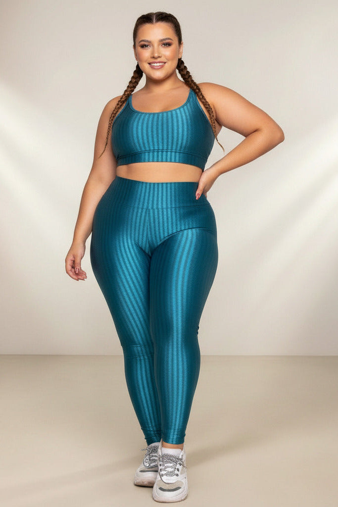Conjunto Fitness Legging e Top em Poliamida (Plus Size)