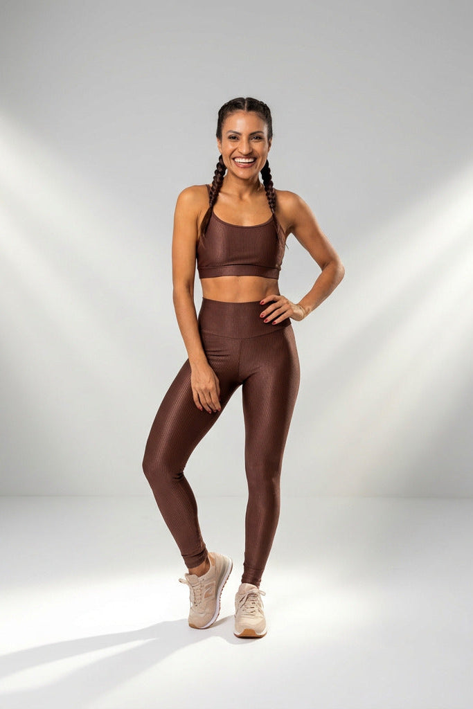 Legging Avulsa Cintura Alta Canelado Premium Poliamida