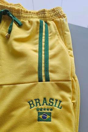 CALÇA MASCULINA MOLETON BRASIL BORDADA