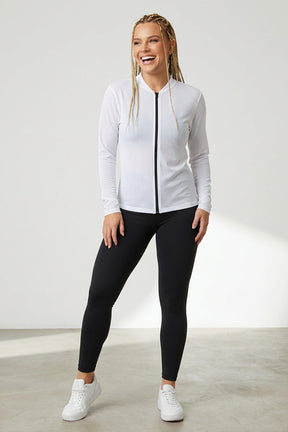 Jaqueta Feminina Esportiva com Zíper e Manga Longa