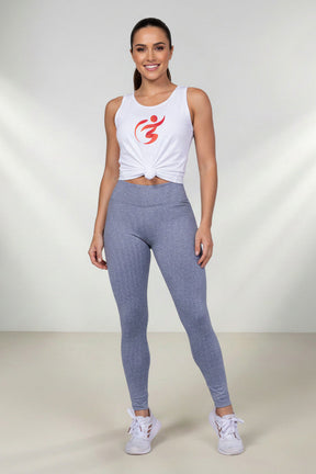 Calça Legging Fitness Poliamida Lisa com Cós Alto