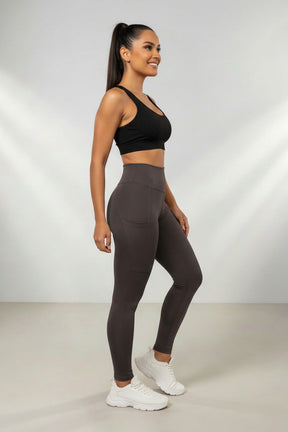 Calça Legging Fitness com Bolso Proteção UV50+ em Poliamida