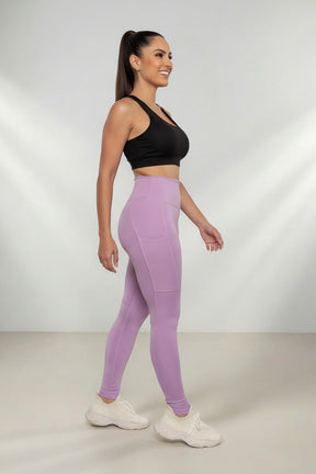 Calça Legging Fitness com Bolso Proteção UV50+ em Poliamida