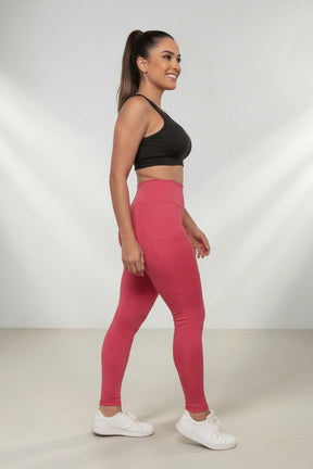 Calça Legging Fitness com Bolso Proteção UV50+ em Poliamida