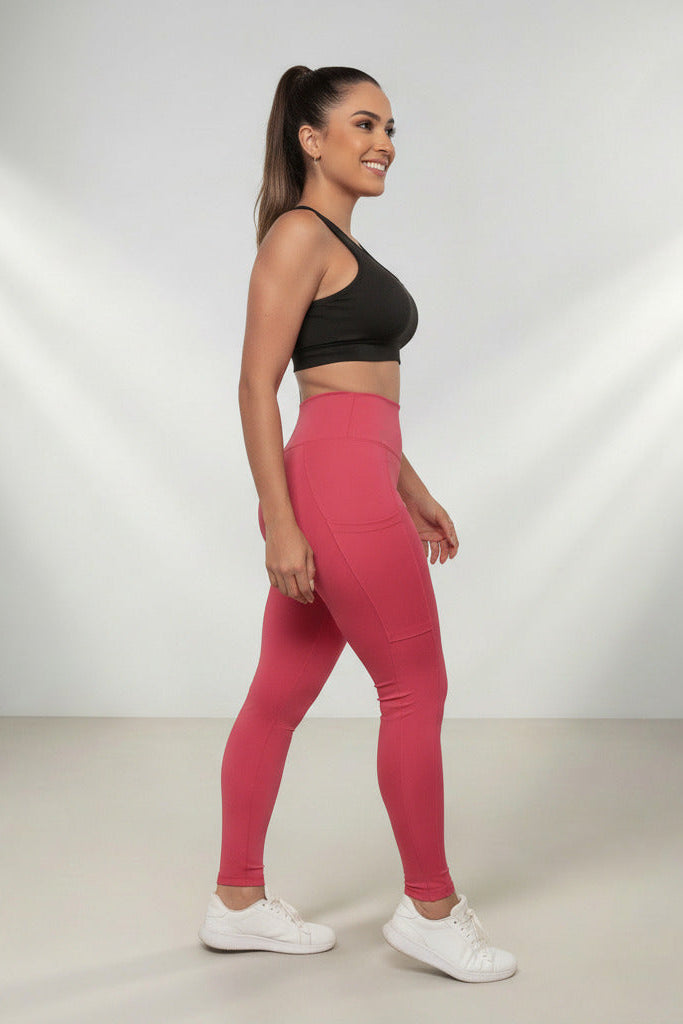 Calça Legging Fitness com Bolso Proteção UV50+ em Poliamida