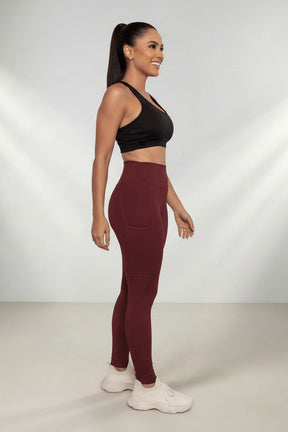 Calça Legging Fitness com Bolso Proteção UV50+ em Poliamida