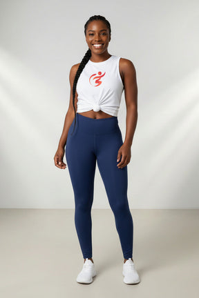 Calça Legging Fitness Poliamida Lisa com Cós Alto