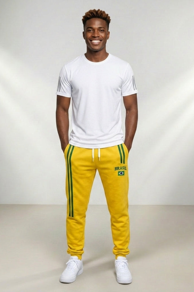 CALÇA MASCULINA MOLETON BRASIL BORDADA