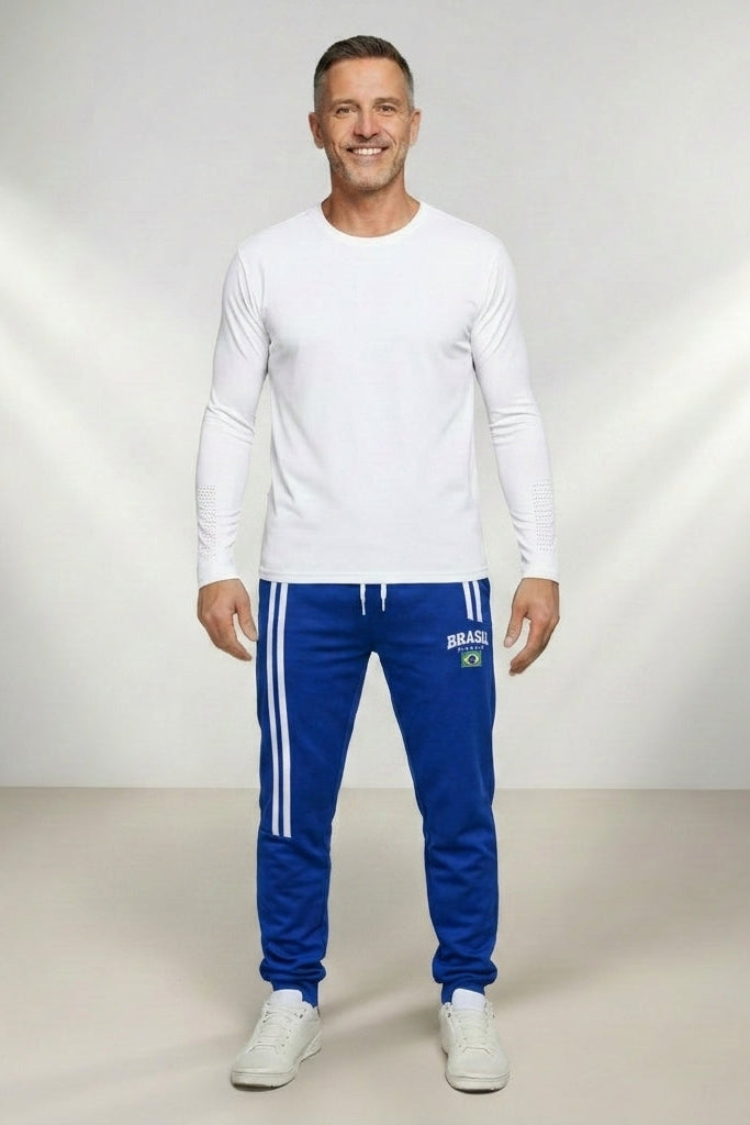 CALÇA MASCULINA MOLETON BRASIL BORDADA