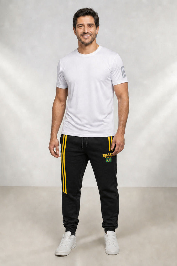 CALÇA MASCULINA MOLETON BRASIL BORDADA