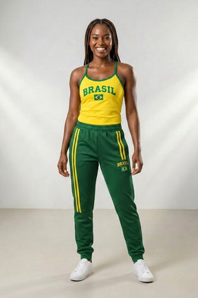 CALÇA FEMININA MOLETON BRASIL BORDADA