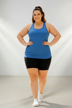 Regata Fitness Feminina Plus Size Dry Fit (Tapa Bumbum)