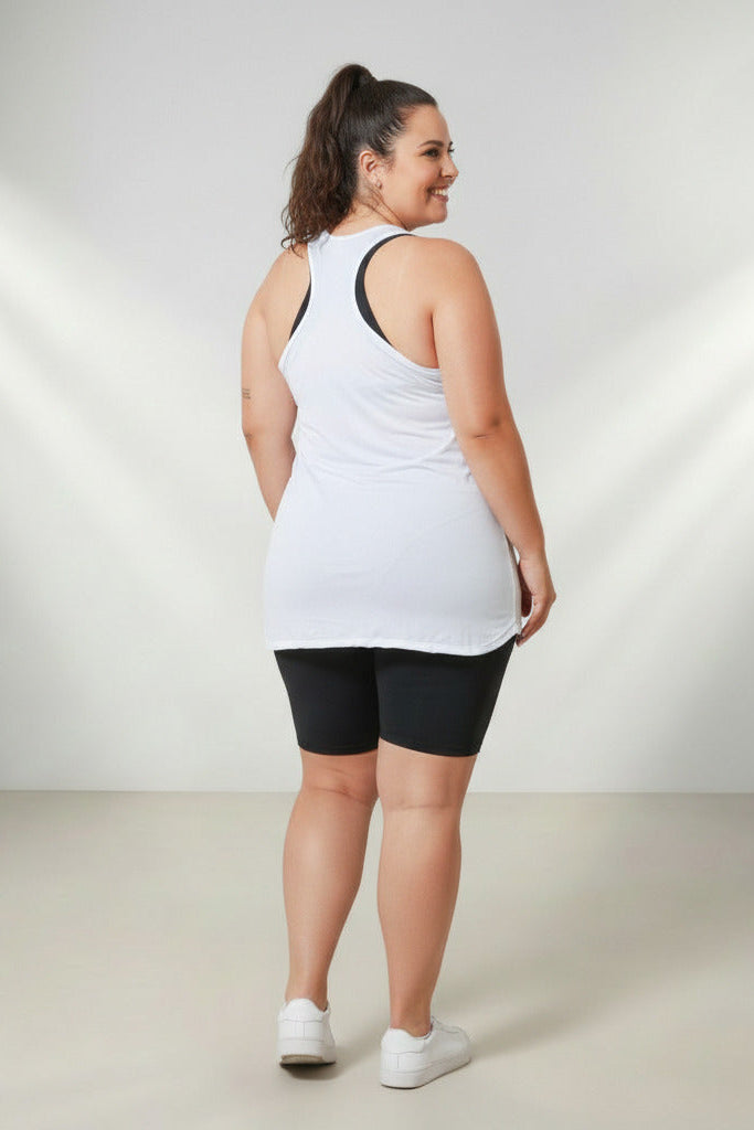 Regata Fitness Feminina Plus Size Dry Fit (Tapa Bumbum)