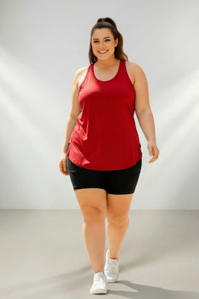 Regata Fitness Feminina Plus Size Dry Fit (Tapa Bumbum)
