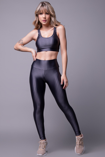 Conjunto Fitness Top Bojo Removível e Calça New Zig 3D Alta Compressão