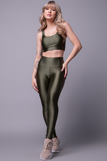 Conjunto Fitness Top Bojo Removível e Calça New Zig 3D Alta Compressão