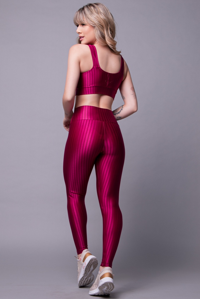 Conjunto Fitness Top Bojo Removível e Calça New Zig 3D Alta Compressão