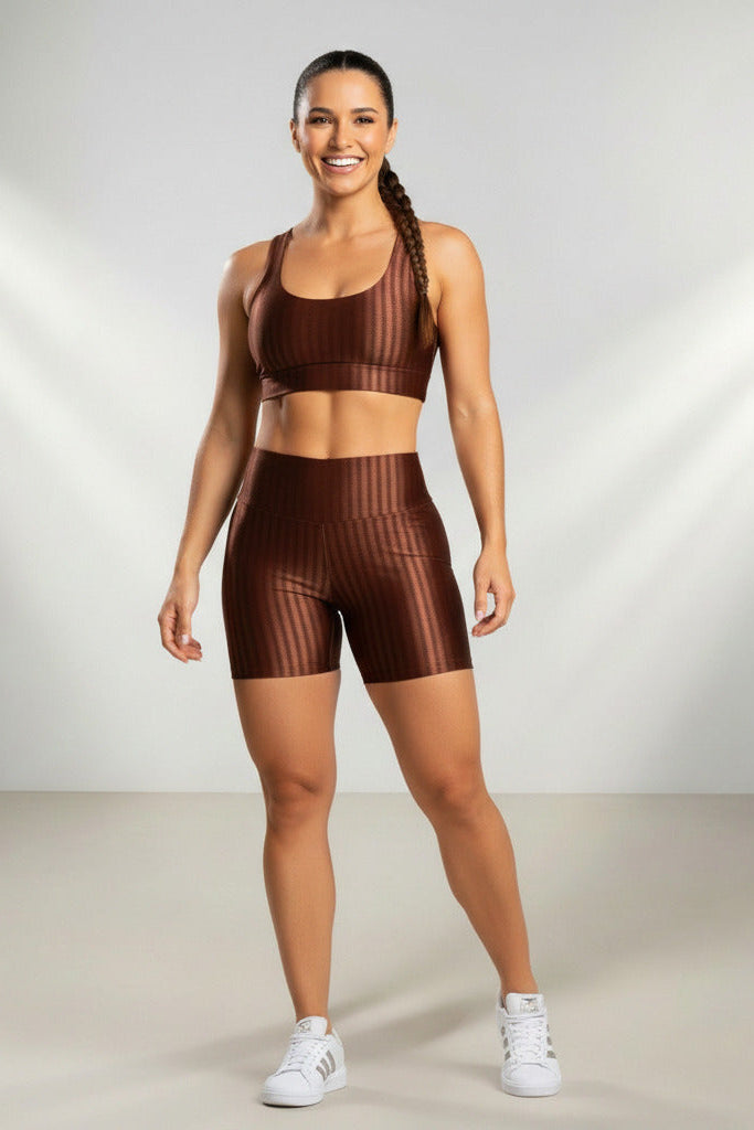 Conjunto Fitness Feminino Shorts e Top em Poliamida