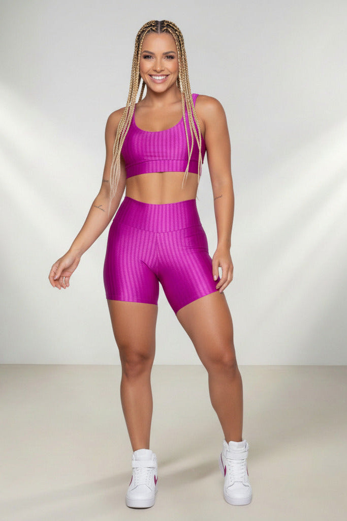 Conjunto Fitness Feminino Shorts e Top em Poliamida