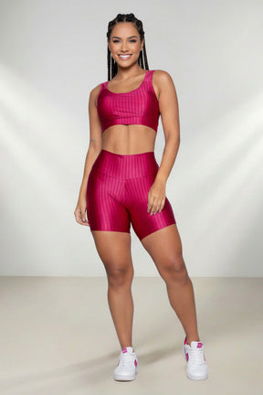 Conjunto Fitness Feminino Shorts e Top em Poliamida