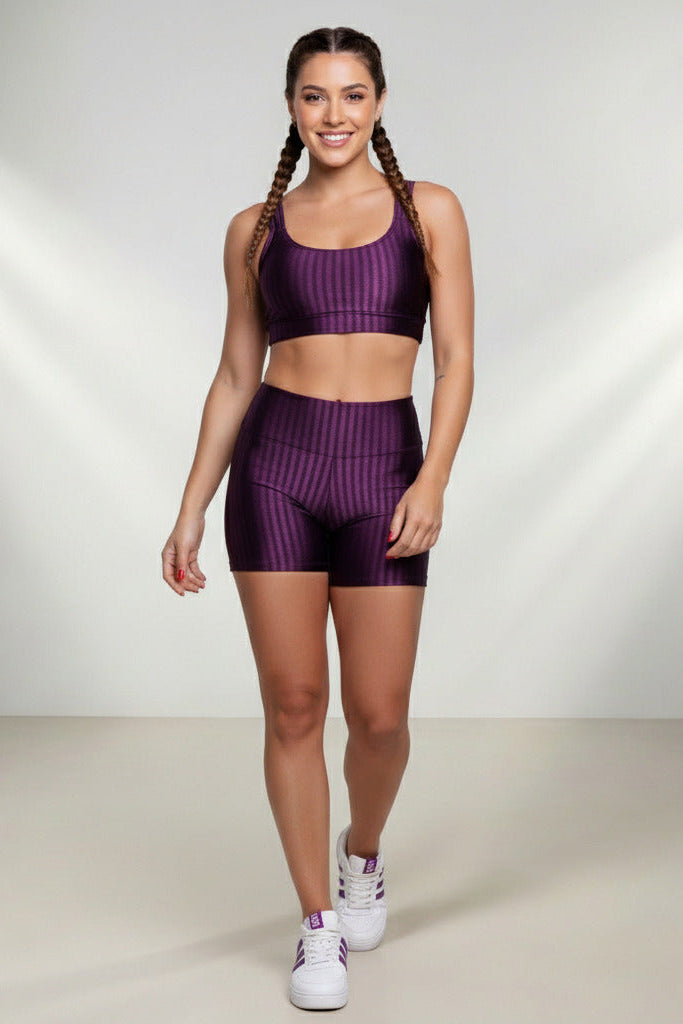 Conjunto Fitness Feminino Shorts e Top em Poliamida