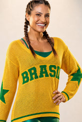 Camiseta Manga Longa em Tricot Copa Brasil